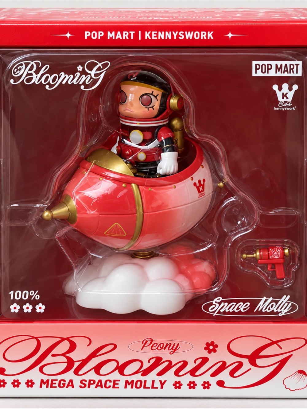 POP MART Mega Space Molly 100% Blooming Peony Peony KENNYSWORK
